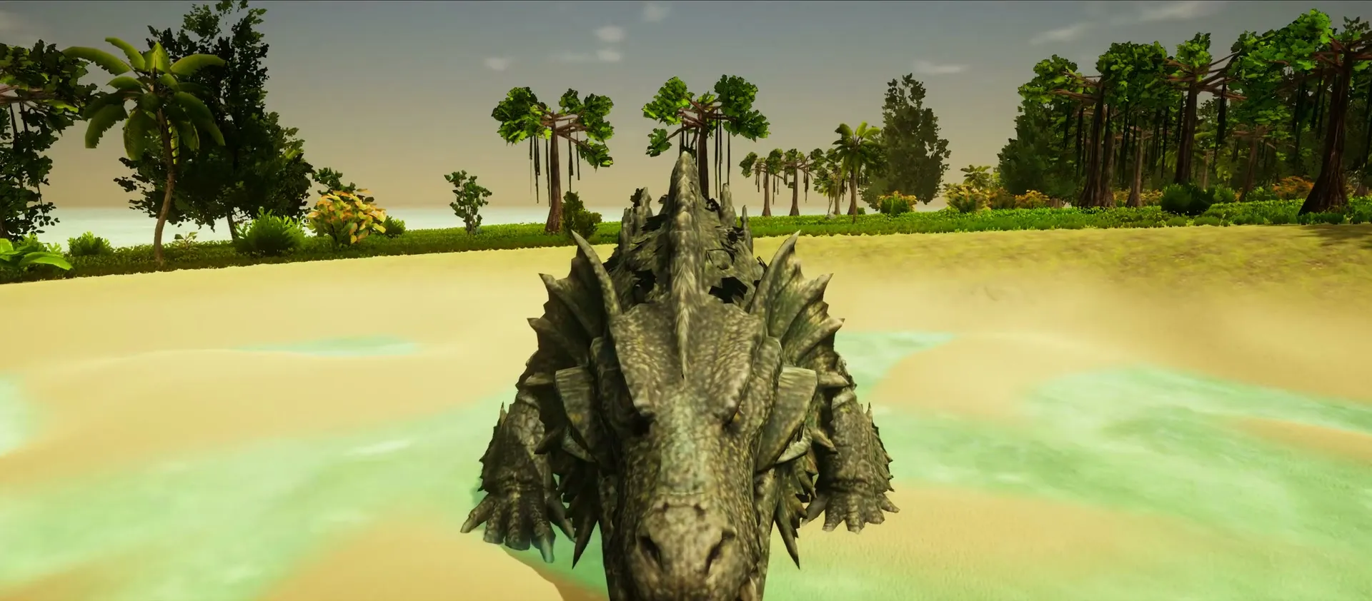 Cipactli rises from the sand and water