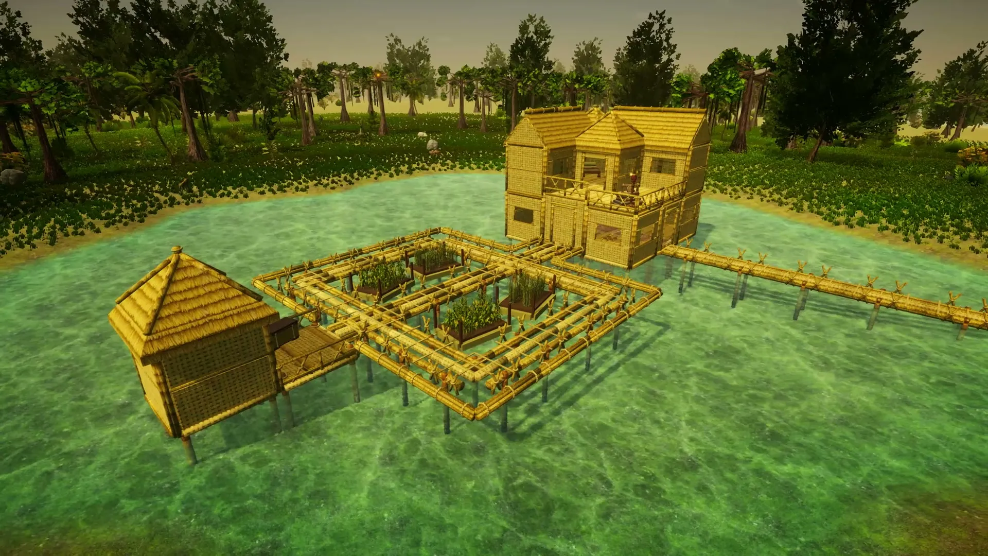 In-game: a lake house and gardens built over turquoise water