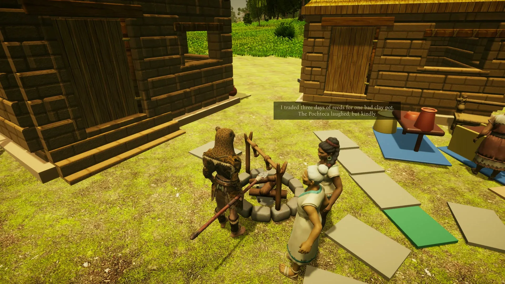 Villagers at work in the player village